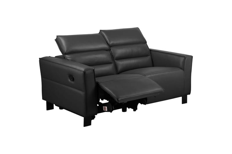Reclinersoffa utan hörn Loft24 Soffa 2-sits Loft24 Carpari med Manuellt Fällbart Fotstöd Black Artificial leather - Möbler - Soffa - Biosoffa & reclinersoffa - 2 sits biosoffa & reclinersoffa