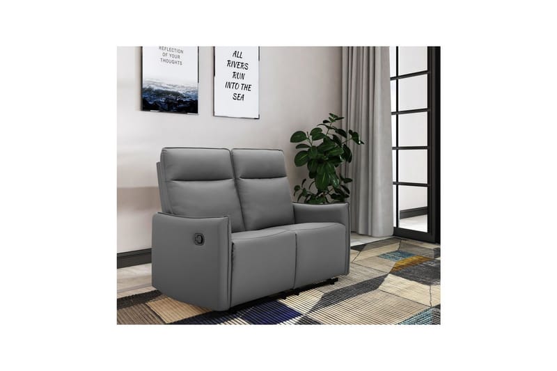 Reclinersoffa utan hörn Loft24 Soffa 2-sits Loft24 Lugo Grey Artificial leather - Möbler - Soffa - Biosoffa & reclinersoffa - 2 sits biosoffa & reclinersoffa