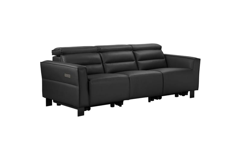 Reclinersoffa utan hörn Loft24 Soffa 3-sits Loft24 Carpari med 2 elektriska recliners Black Artificial leather - Möbler - Soffa - Biosoffa & reclinersoffa