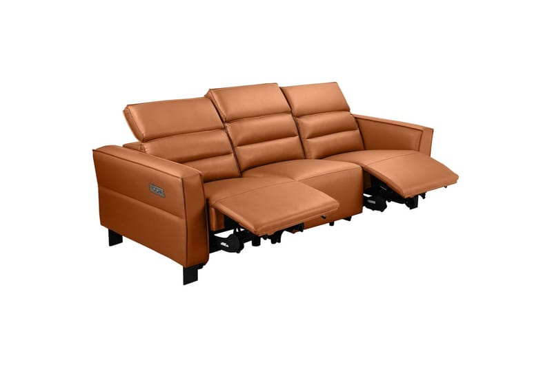 Reclinersoffa utan hörn Loft24 Soffa 3-sits Loft24 Carpari med 2 elektriska recliners Brown Artificial leather - Möbler - Soffa - Biosoffa & reclinersoffa