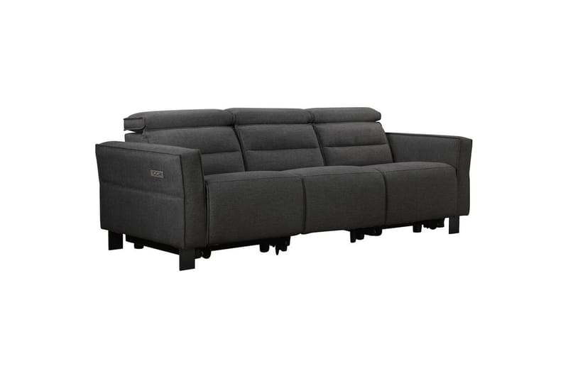 Reclinersoffa utan hörn Loft24 Soffa 3-sits Loft24 Carpari med 2 elektriska recliners Grey Belfast fabric - Möbler - Soffa - Biosoffa & reclinersoffa