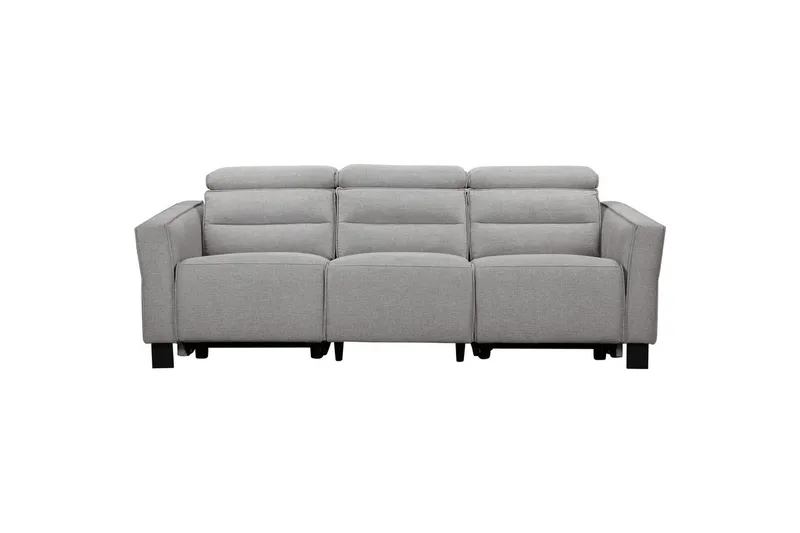 Reclinersoffa utan hörn Loft24 Soffa 3-sits Loft24 Carpari med 2 elektriska recliners Grey1 Belfast fabric - Möbler - Soffa - Biosoffa & reclinersoffa