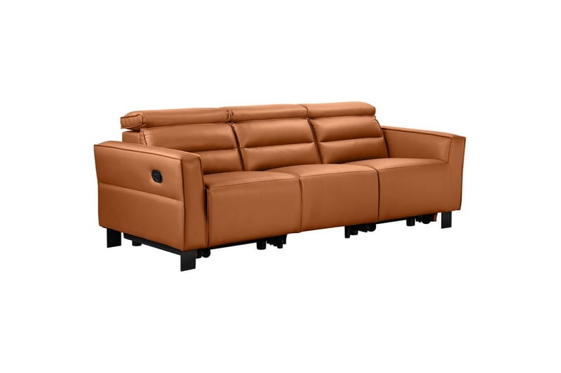 Reclinersoffa utan hörn Loft24 Soffa 3-sits Loft24 Carpari med 2 Manuella Fällbara Fotstöd Brown Artificial leather - Möbler - Soffa - Biosoffa & reclinersoffa