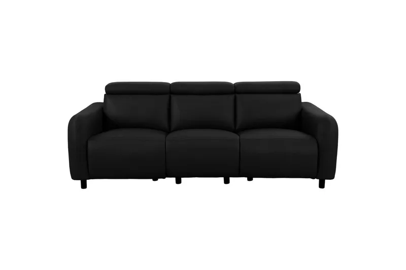 Reclinersoffa utan hörn Loft24 Soffa 3-sits Loft24 Skaane med 2 elektriska vilstolar Black Artificial leather, undefined