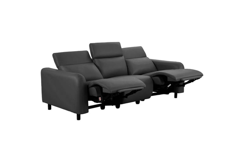 Reclinersoffa utan hörn Loft24 Soffa 3-sits Loft24 Skaane med 2 elektriska vilstolar Grey Artificial leather - Möbler - Soffa - Biosoffa & reclinersoffa - 3 sits biosoffa & reclinersoffa