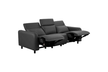 Reclinersoffa utan hörn Loft24 Soffa 3-sits Loft24 Skaane med 2 manuella vilstolar Grey Artificial leather - Möbler - Soffa - Biosoffa & reclinersoffa
