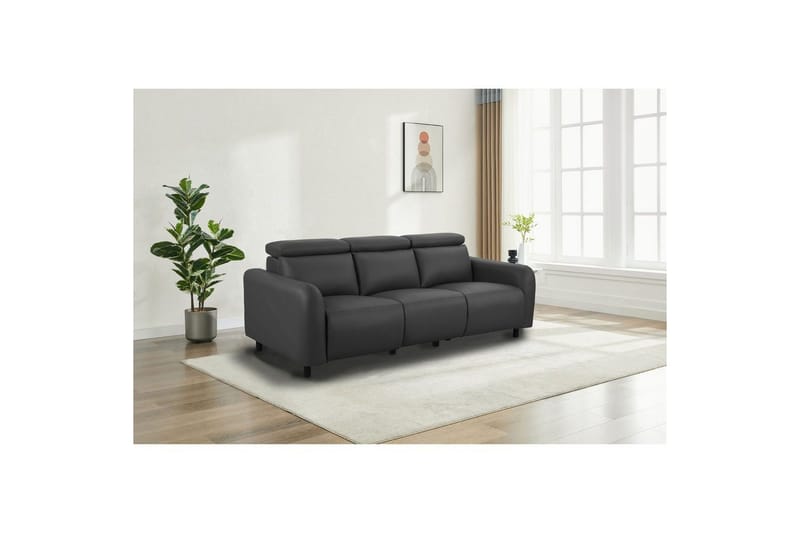 Skaane 3-sits Rektangulär Reclinersoffa 229 cm i Läder - Grå - Möbler - Soffa - Biosoffa & reclinersoffa - 3 sits biosoffa & reclinersoffa