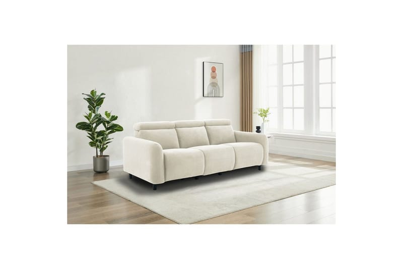 Skaane 3-sits Rektangulär Reclinersoffa 229 cm i Manchestertyg - Vit - Möbler - Soffa - Biosoffa & reclinersoffa - 3 sits biosoffa & reclinersoffa