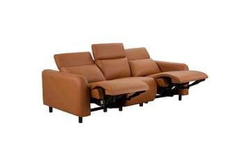 Skaane Djup 3-sits Biosoffa med Recliner och Rundade Armstöd i Läder - Brun - Möbler - Soffa - Biosoffa & reclinersoffa