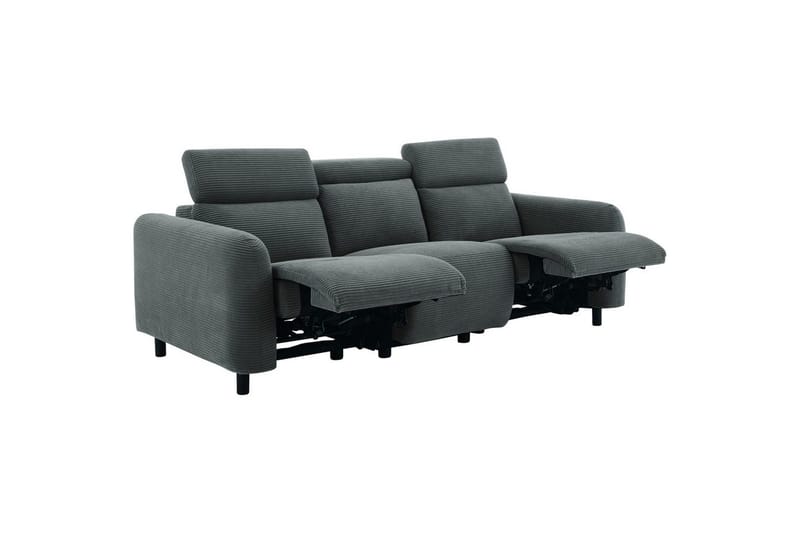 Skaane Djup 3-sits Biosoffa med Recliner och Rundade Armstöd i Tyg - Grå - Möbler - Soffa - Biosoffa & reclinersoffa - 3 sits biosoffa & reclinersoffa