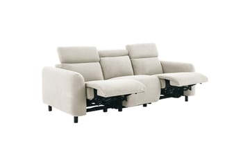 Skaane Djup 3-sits Biosoffa med Recliner och Rundade Armstöd i Tyg - Vit - Möbler - Soffa - Biosoffa & reclinersoffa - 3 sits biosoffa & reclinersoffa