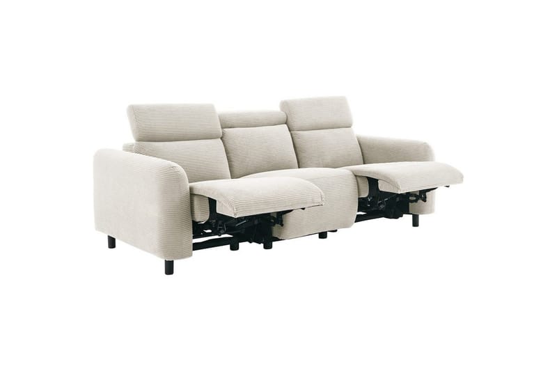 Skaane Djup 3-sits Biosoffa med Recliner och Rundade Armstöd i Tyg - Vit - Möbler - Soffa - Biosoffa & reclinersoffa - 3 sits biosoffa & reclinersoffa