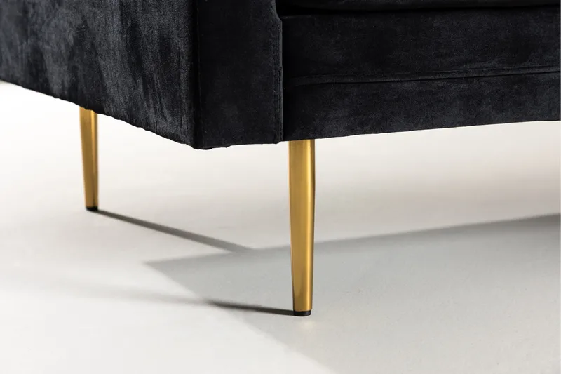 Boom Sammetssoffa 3-sits - Svart - Möbler - Soffa - Sammetssoffa