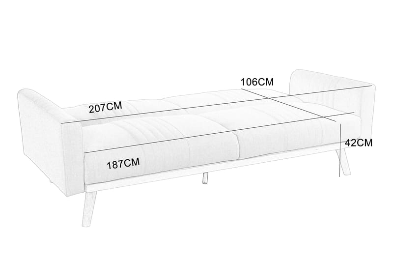 Borlänge grå bäddsoffa 207 cm bred - Ljusgrå - Möbler - Soffa - Bäddsoffa