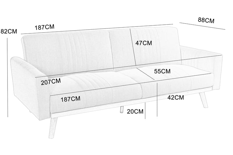Borlänge grå bäddsoffa 207 cm bred - Ljusgrå - Möbler - Soffa - Bäddsoffa