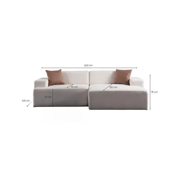 Branorin 3-sits Hörnsoffa - Krämvit - Möbler - Soffa - Divansoffor & schäslongsoffa