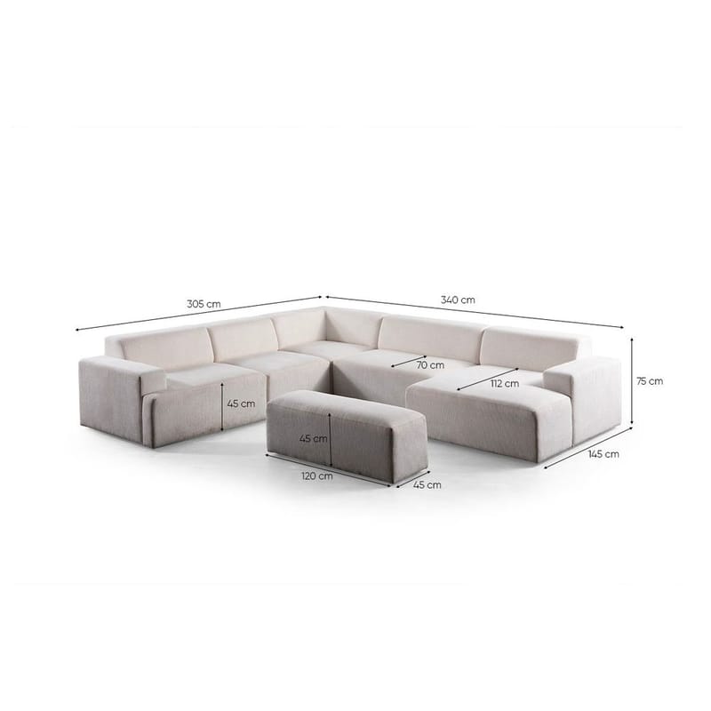 Branorin 6-sits Hörnsoffa - Krämvit - Möbler - Soffa - Hörnsoffa