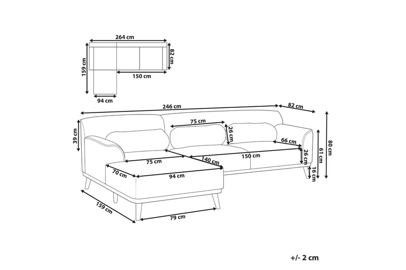 Bree Hörnsoffa 3-sits - Beige/Ljust trä - Möbler - Soffa - Hörnsoffa