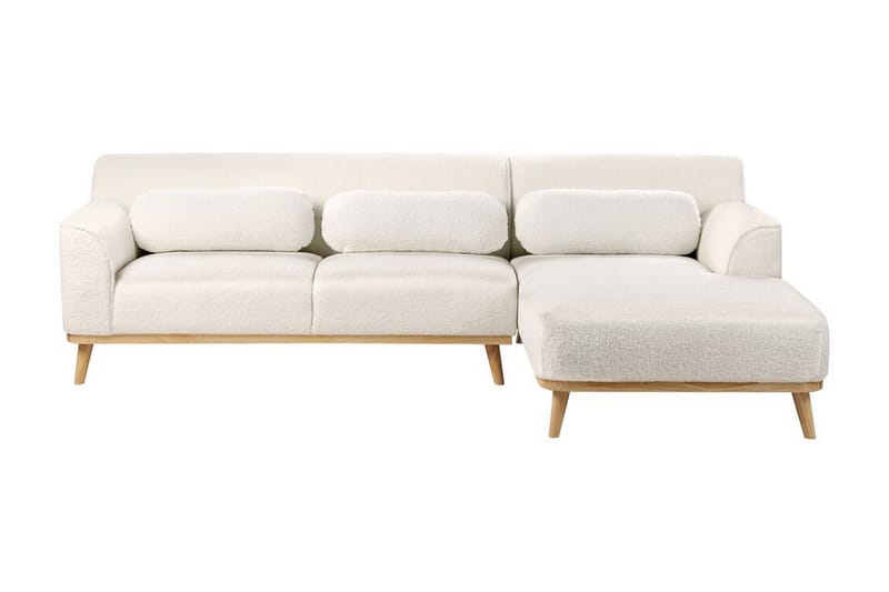 Bree Hörnsoffa 3-sits, Vit/Ljust trä