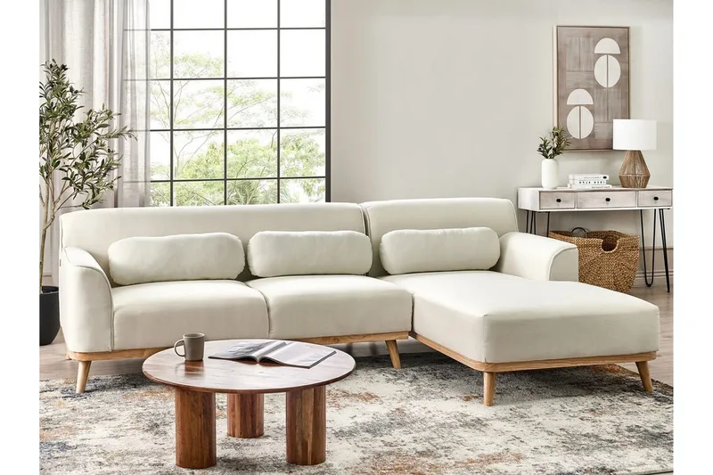 Bree Hörnsoffa 3-sits - Vit/Ljust trä - Möbler - Soffa - Hörnsoffa