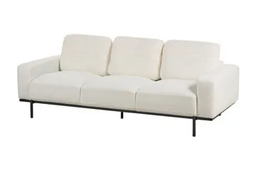 Bruna 3-sits Soffa i Bouclé med Metallben - Vit|Svart - Möbler - Soffa - 3 sits soffa