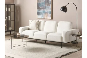 Bruna 3-sits Soffa i Bouclé med Metallben - Vit|Svart - Möbler - Soffa - 3 sits soffa
