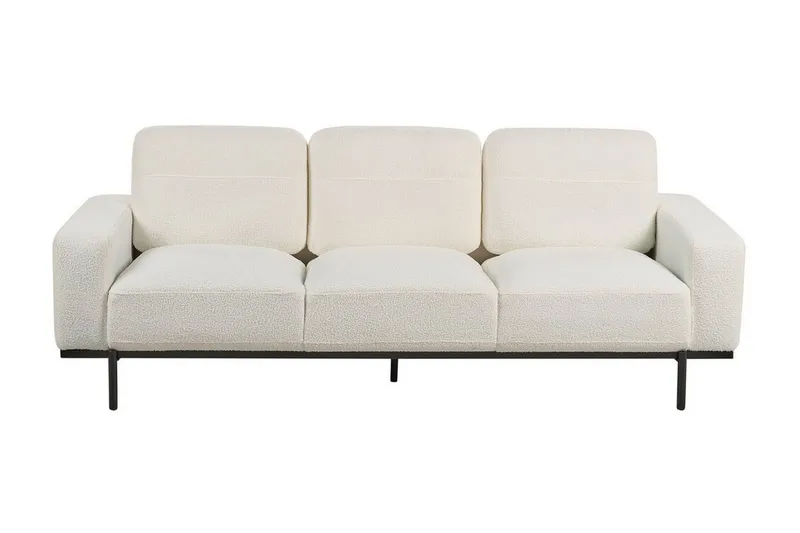 Bruna 3-sits Soffa i Bouclé med Metallben, Vit|Svart