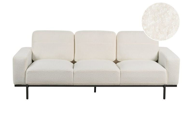 Bruna 3-sits Soffa i Bouclé med Metallben - Vit|Svart - Möbler - Soffa - 3 sits soffa