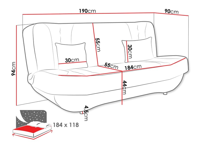 Burralla 3-sits Bäddsoffa - grå - Möbler - Soffa - Bäddsoffa