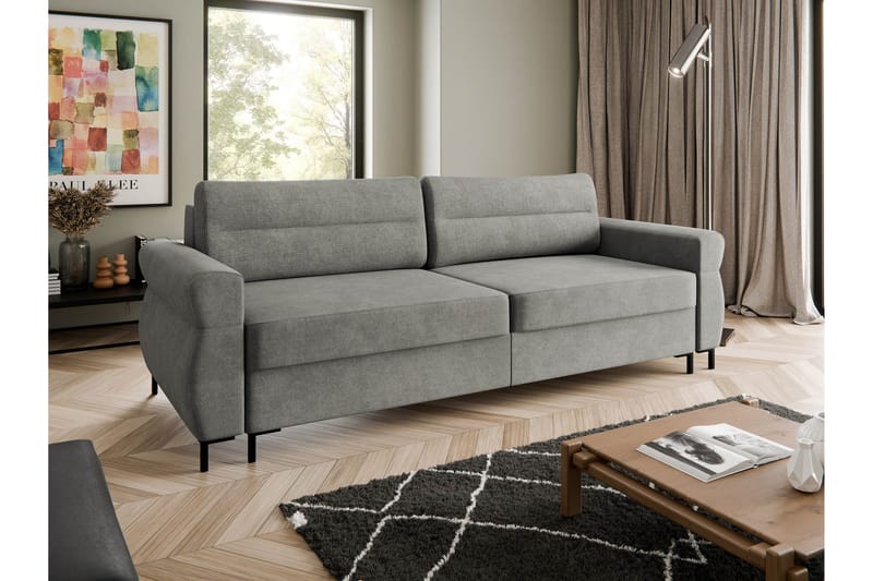 Busness Bäddsoffa 3-sits i Plysch - Grå - Möbler - Soffa - Bäddsoffa