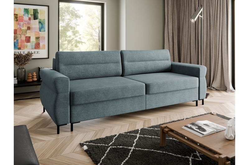 Busness Bäddsoffa 3-sits i Plysch - Grå - Möbler - Soffa - Bäddsoffa