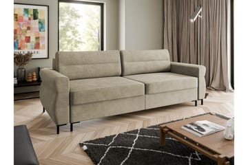 Busness Bäddsoffa 3-sits i Plysch - Beige - Möbler - Soffa - Bäddsoffa