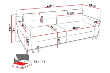Busness Bäddsoffa 3-sits i Plysch - Grå - Möbler - Soffa - Bäddsoffa