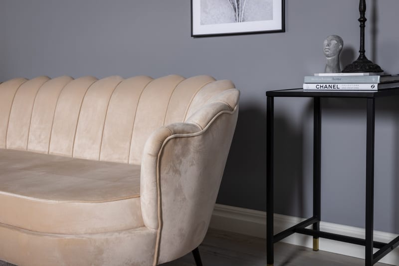 Calais 3-sits Svängd Soffa 180 cm i Sammet - Beige - Möbler - Soffa - Sammetssoffa