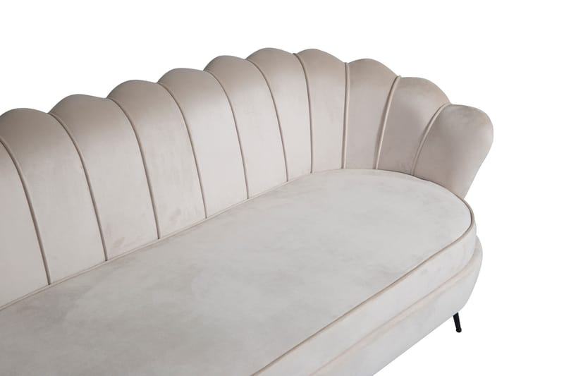 Calais 3-sits Svängd Soffa 180 cm i Sammet - Beige - Möbler - Soffa - Sammetssoffa