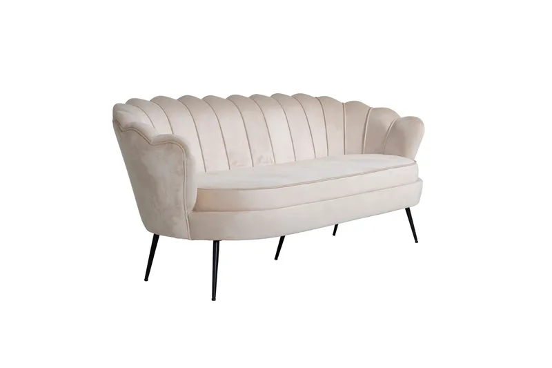 Calais 3-sits Svängd Soffa 180 cm i Sammet - Beige - Möbler - Soffa - Sammetssoffa