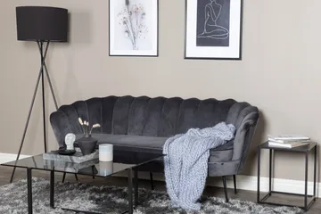 Calais 3-sits Svängd Soffa 180 cm i Sammet - Mörkgrå - Möbler - Soffa - Sammetssoffa
