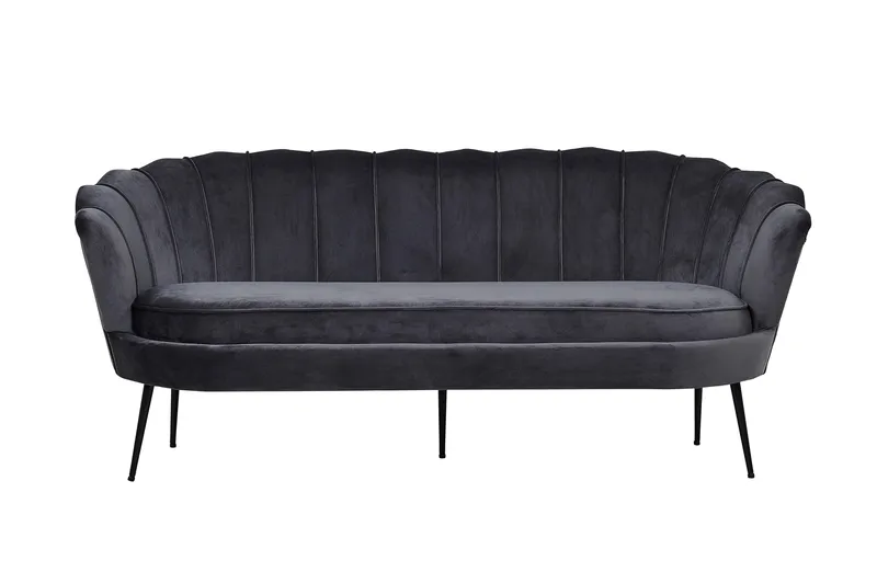 Calais 3-sits Svängd Soffa 180 cm i Sammet, Mörkgrå
