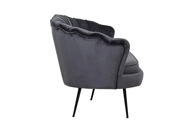 Calais 3-sits Svängd Soffa 180 cm i Sammet - Mörkgrå - Möbler - Soffa - Sammetssoffa