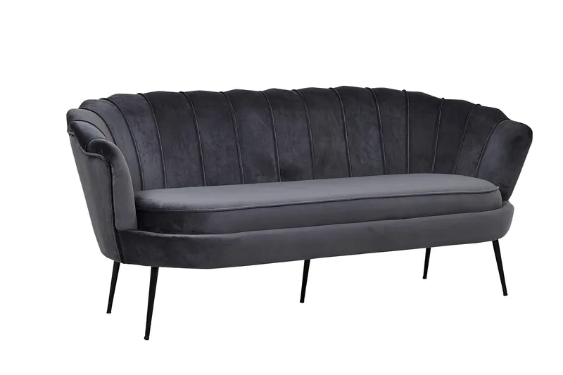 Calais 3-sits Svängd Soffa 180 cm i Sammet - Mörkgrå - Möbler - Soffa - Sammetssoffa