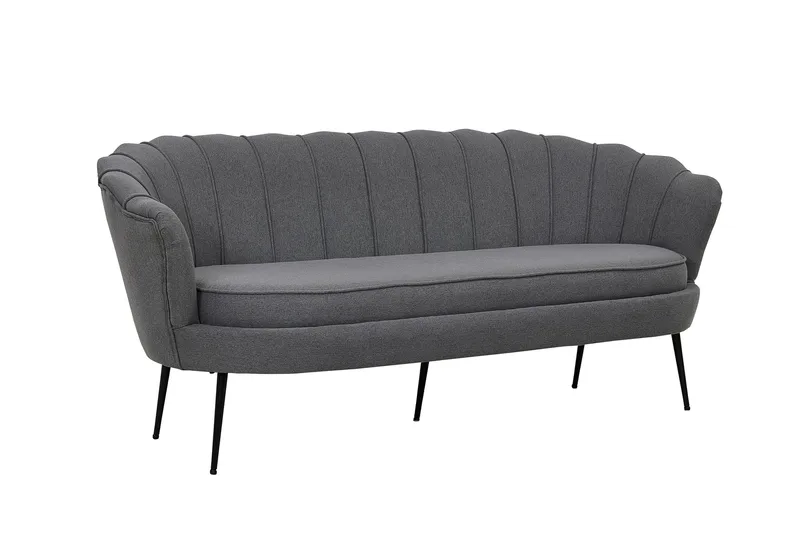 Calais 3-sits Svängd Soffa 180 cm i Tyg - Grå - Möbler - Soffa - 3 sits soffa