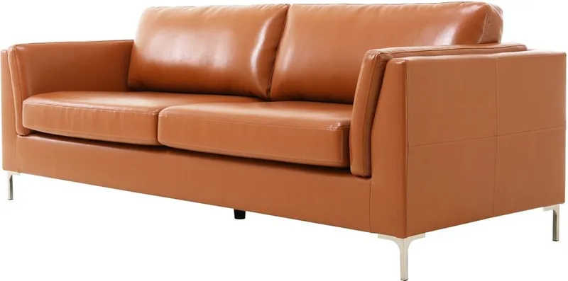 Cansas 3-sits soffa brunt konstläder - 200 cm lång - Cognac matt - Möbler - Soffa - Skinnsoffor