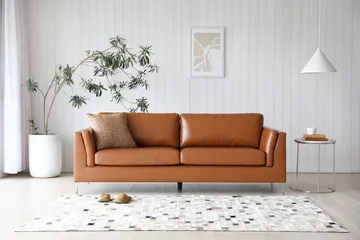 Cansas 3-sits soffa brunt konstläder - 200 cm lång - Cognac matt - Möbler - Soffa - Skinnsoffor