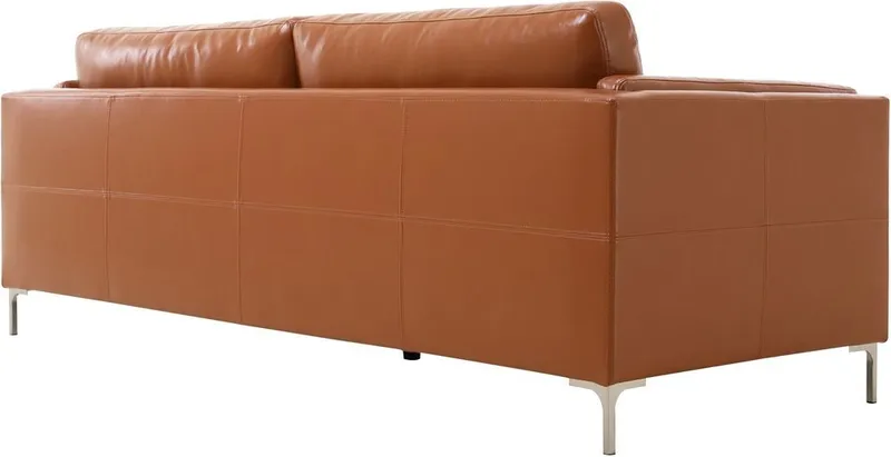 Cansas 3-sits soffa brunt konstläder - 200 cm lång - Cognac matt - Möbler - Soffa - Skinnsoffor