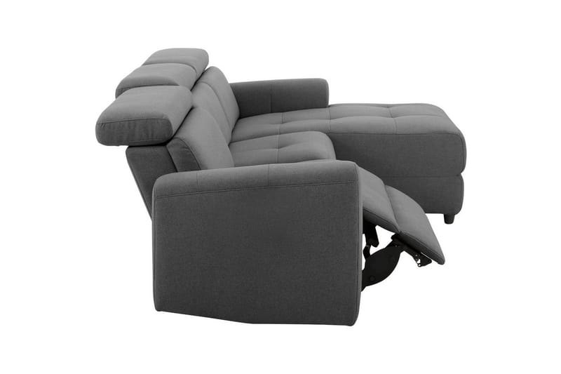 Capena 3-sits Högervänd L-formad Hörnsoffa 275 cm med Recliner i Tyg - Grå - Möbler - Soffa - Biosoffa & reclinersoffa