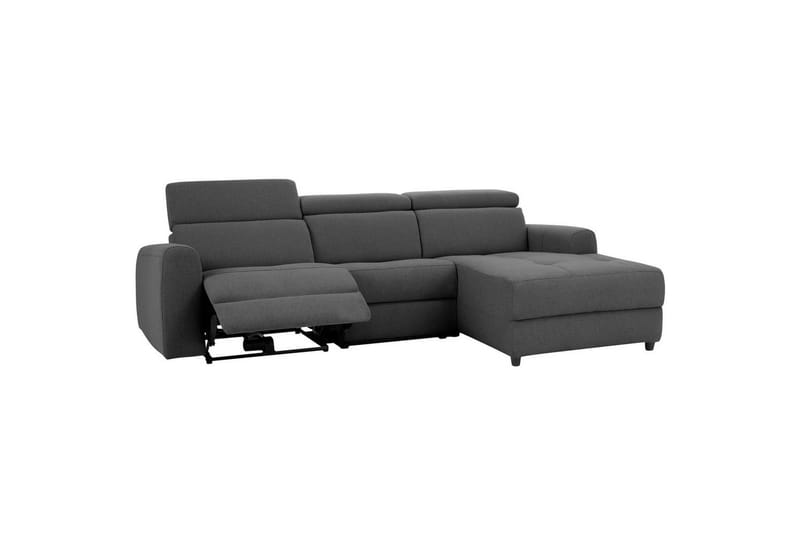Capena 3-sits Högervänd L-formad Hörnsoffa 275 cm med Recliner i Tyg - Grå - Möbler - Soffa - Biosoffa & reclinersoffa