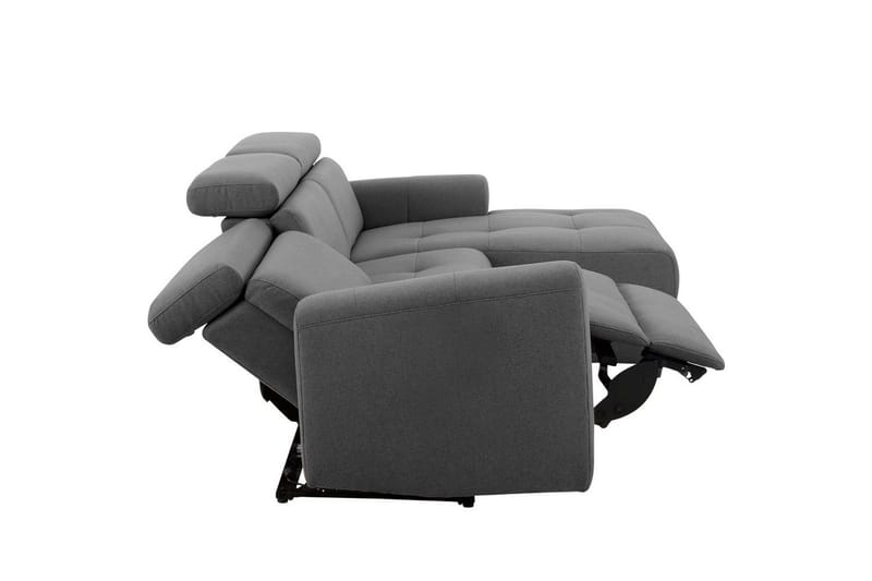 Capena 3-sits Högervänd L-formad Hörnsoffa 275 cm med Recliner i Tyg - Grå - Möbler - Soffa - Biosoffa & reclinersoffa