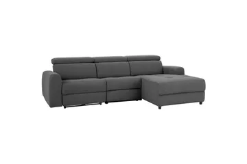 Capena 3-sits Högervänd L-formad Hörnsoffa 275 cm med Recliner i Tyg - Grå - Möbler - Soffa - Biosoffa & reclinersoffa