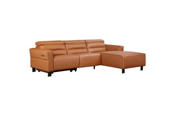 Carpari 3-sits Höger L-formad Hörnsoffa med Recliner i Konstläder - Brun - Möbler - Soffa - Biosoffa & reclinersoffa