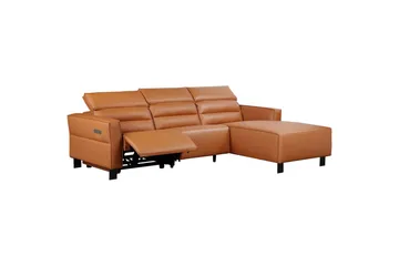 Carpari 3-sits Höger L-formad Hörnsoffa med Recliner i Konstläder - Brun - Möbler - Soffa - Biosoffa & reclinersoffa